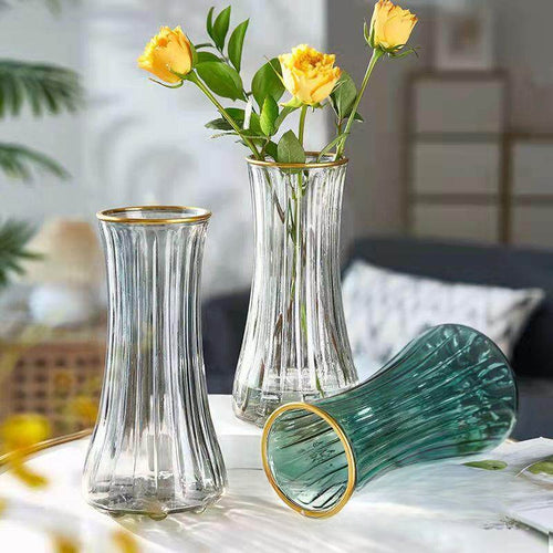 Luxury Dark Green Gold Rim Vase
