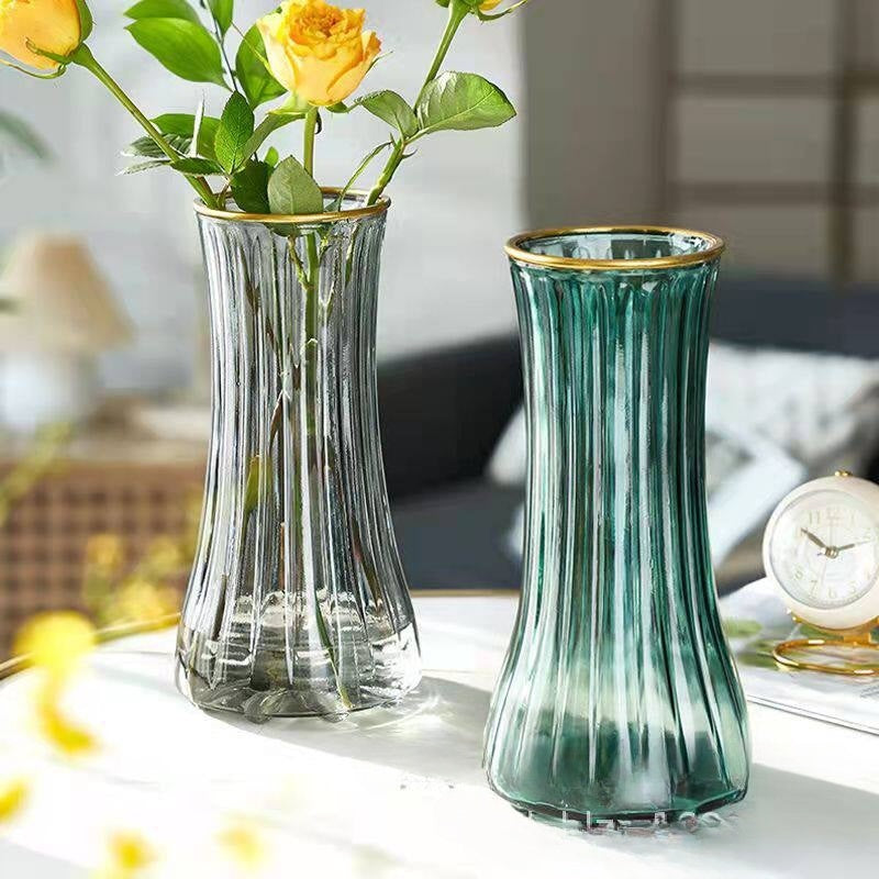Luxury Dark Green Gold Rim Vase