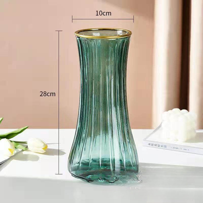Luxury Dark Green Gold Rim Vase